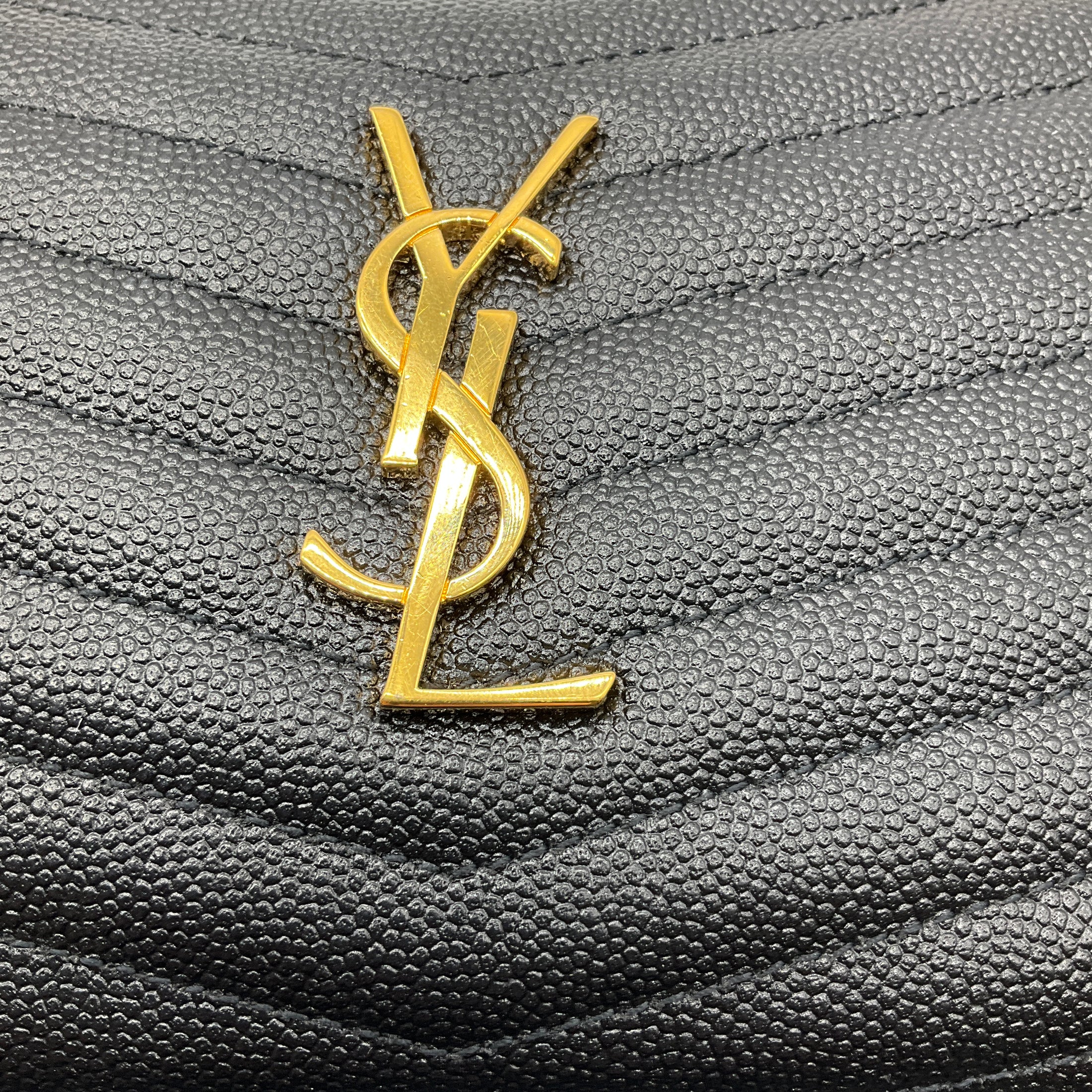 Saint Laurent Black Matelasse Chevron Quilted Calfskin Leather Mini Lou Camera Bag