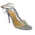 Load image into Gallery viewer, Christian Louboutin Version Silver Jamais Assez 100 PVC and Specchio Sandals
