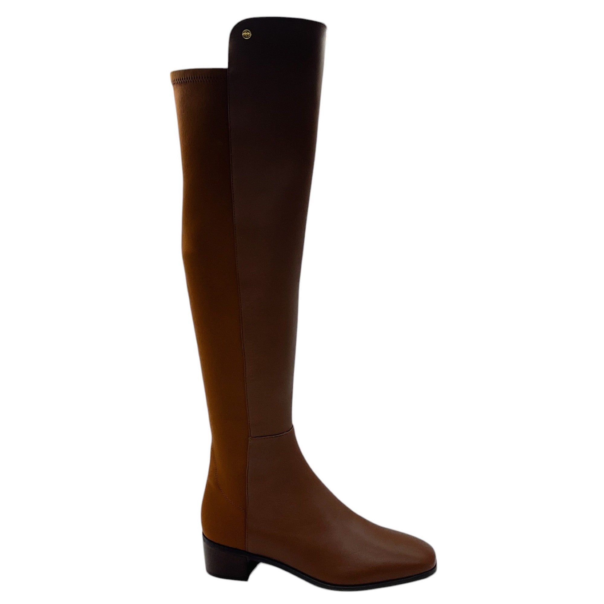 Stuart Weitzman Coffee Brown Nappa Leather Over-the-Knee City Block Square-Toe Boot