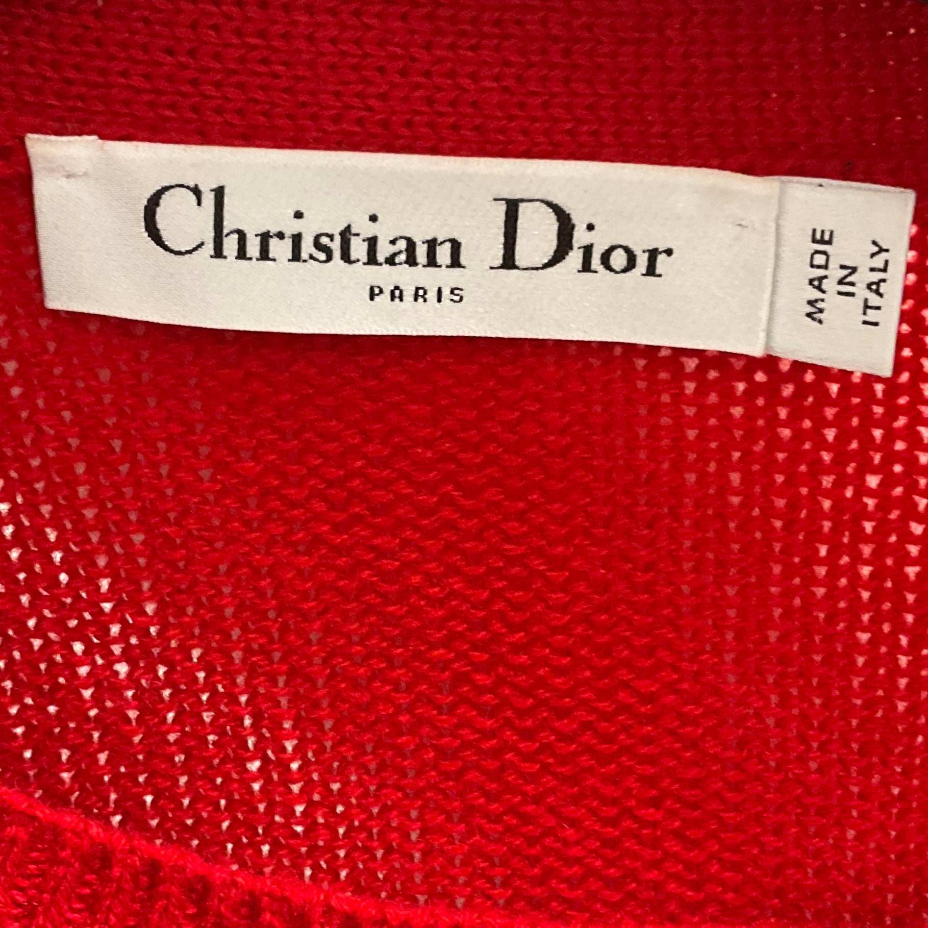 Christian Dior Red Dior Tribales Cashmere Cardigan and Matching Top Twin Set