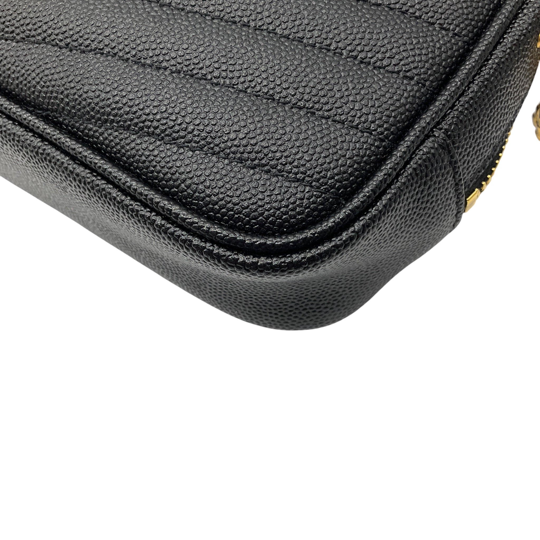 Saint Laurent Black Matelasse Chevron Quilted Calfskin Leather Mini Lou Camera Bag
