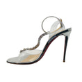 Load image into Gallery viewer, Christian Louboutin Version Silver Jamais Assez 100 PVC and Specchio Sandals
