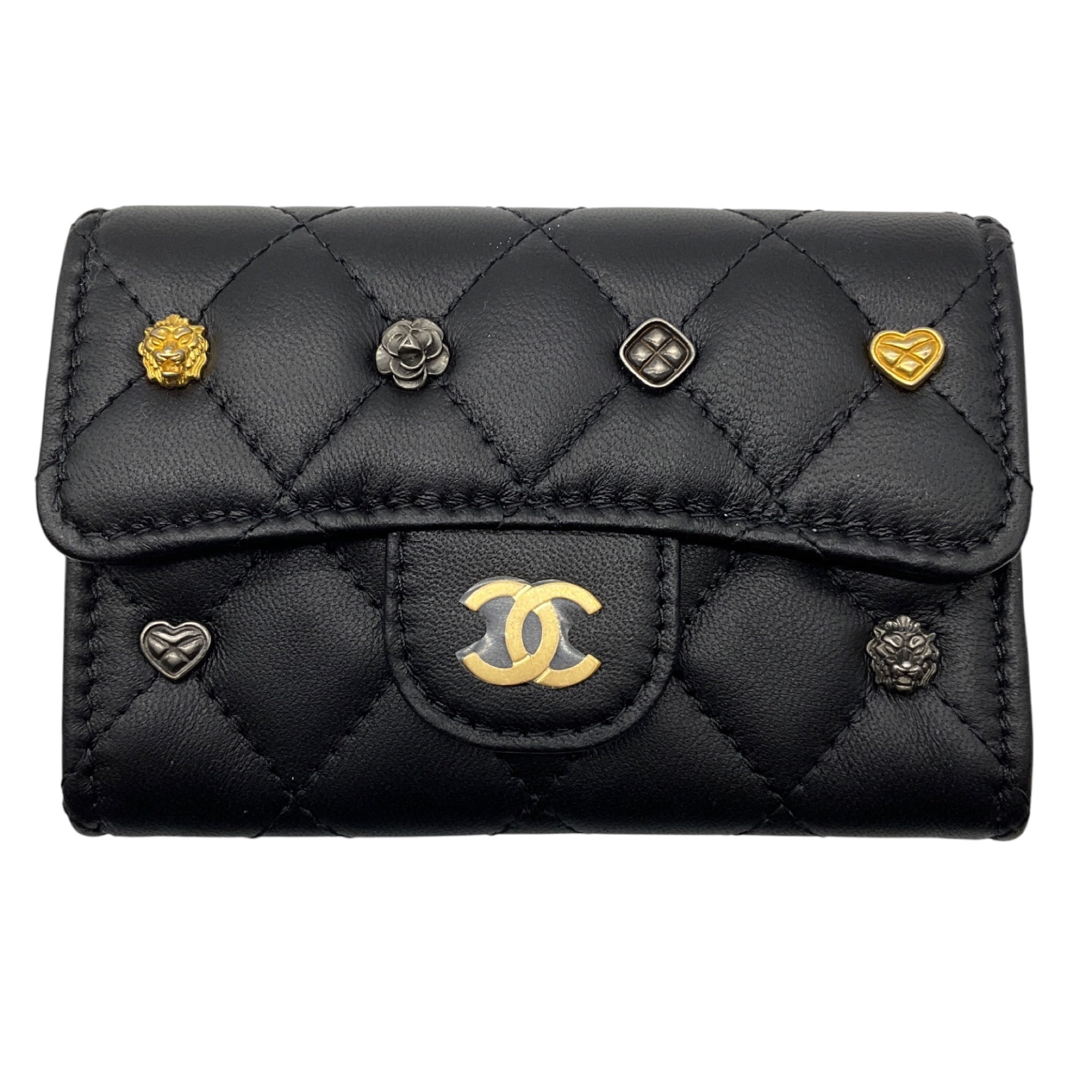 Chanel Black 2023 CC Logo Lucky Charm Classic Flap Card Holder