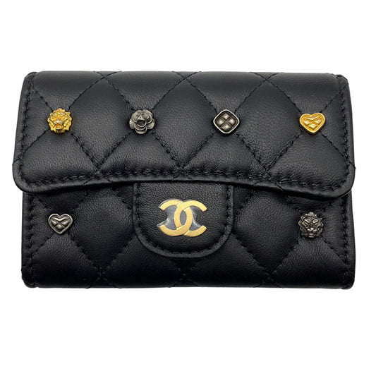 Chanel Black 2023 CC Logo Lucky Charm Classic Flap Card Holder