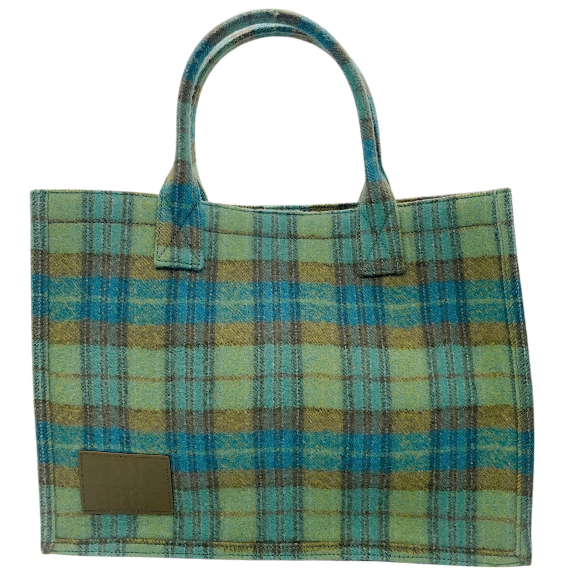 Sandro Blue / Yellow Checked Kasbah Tote Bag