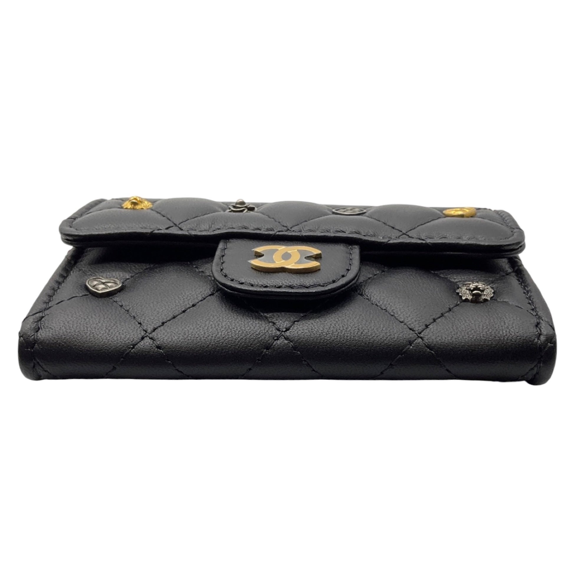 Chanel Black 2023 CC Logo Lucky Charm Classic Flap Card Holder
