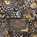 Load image into Gallery viewer, Valentino Brown Multi / Gold Rockstud Feather Printed Calf Hair Double Top Handle Handbag
