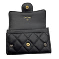 Load image into Gallery viewer, Chanel Black 2023 CC Logo Lucky Charm Classic Flap Card Holder
