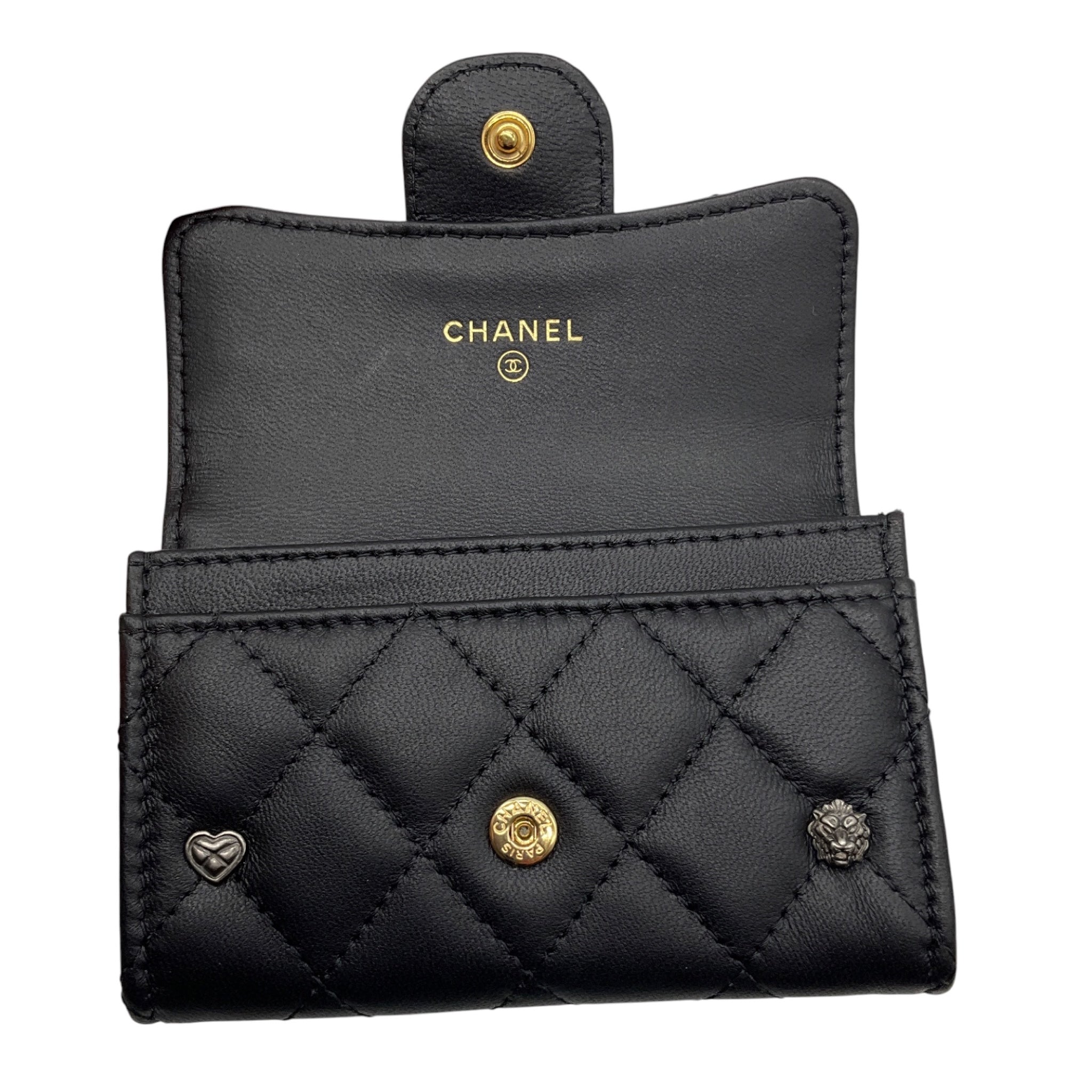 Chanel Black 2023 CC Logo Lucky Charm Classic Flap Card Holder
