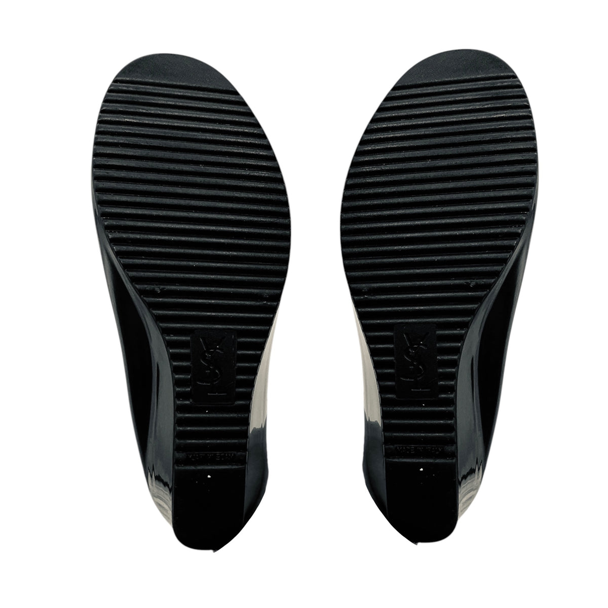 Saint Laurent Black Wedge Heel Lace Up Rubber Rain Boots