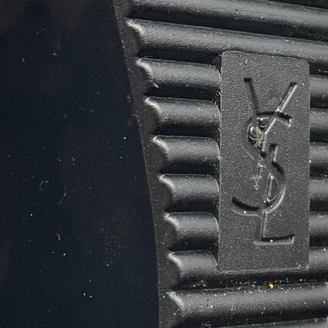 Saint Laurent Black Wedge Heel Lace Up Rubber Rain Boots