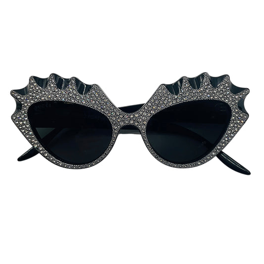 Gucci Black Hollywood Forever Cat Eye Crystal Sunglasses