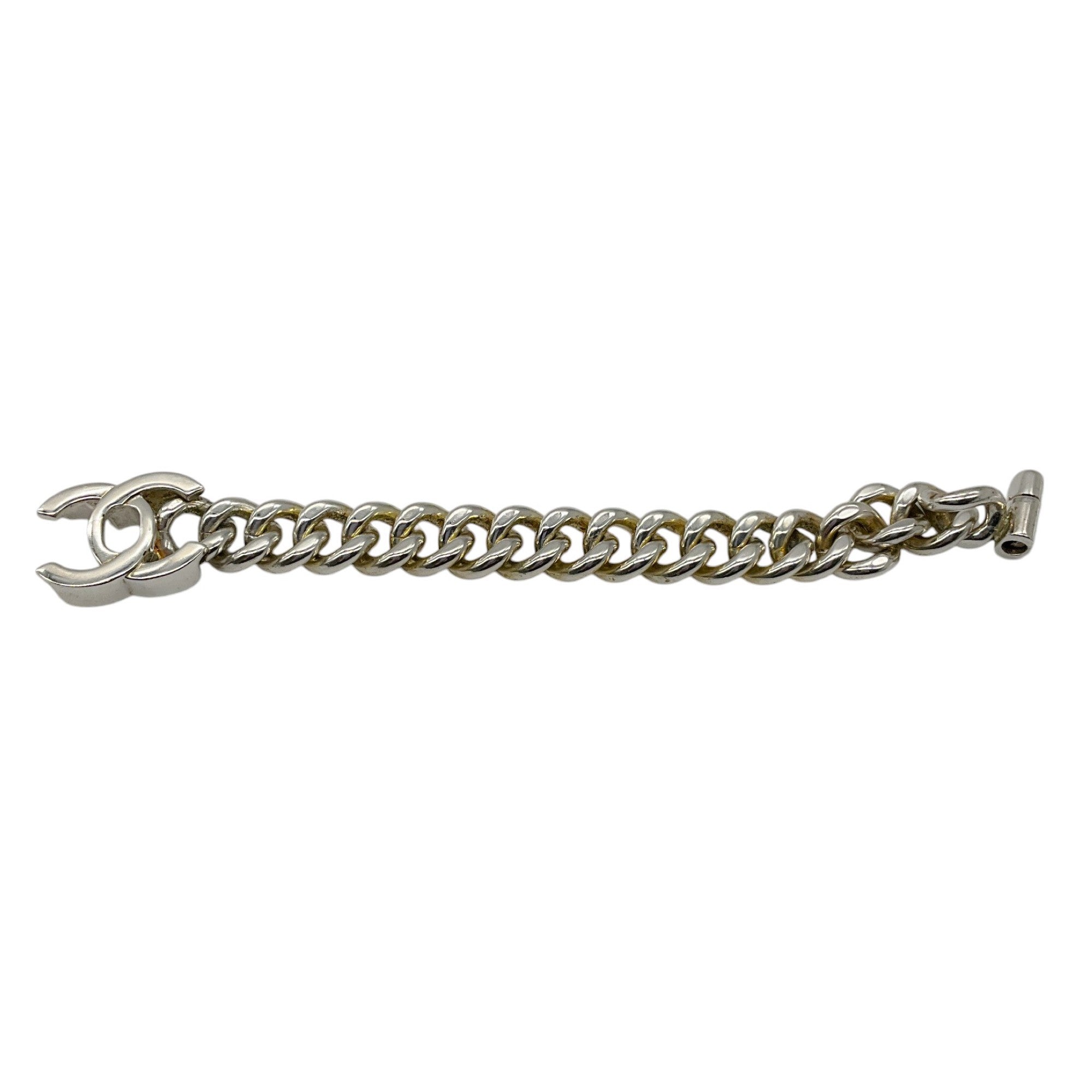 Chanel Vintage 1997 Silver CC Turnlock Chunky Chain Link Bracelet