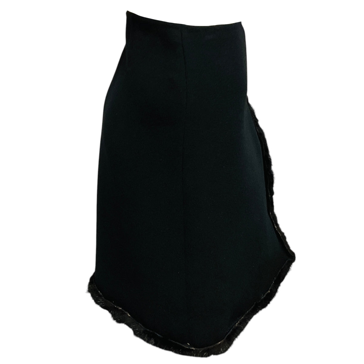 Prada Black Wool and Angora Skirt with Mink Fur Trim
