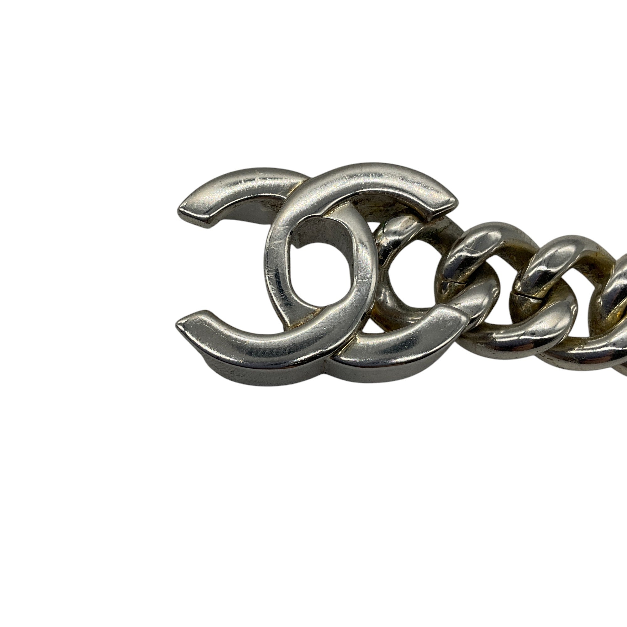 Chanel Vintage 1997 Silver CC Turnlock Chunky Chain Link Bracelet