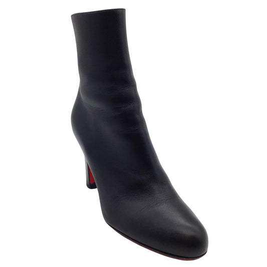 Christian Louboutin Black Leather Round Toe Ankle Boots