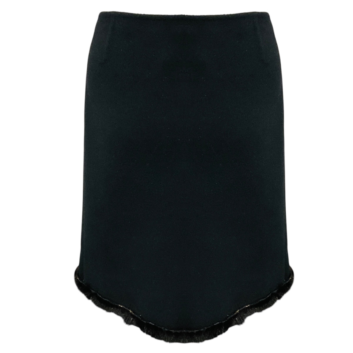 Prada Black Wool and Angora Skirt with Mink Fur Trim