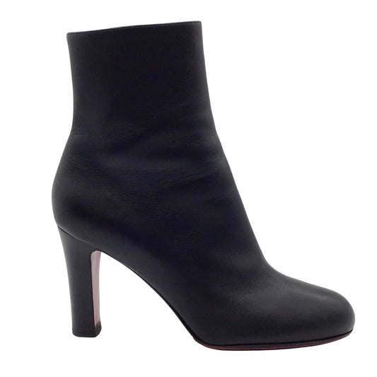Christian Louboutin Black Leather Round Toe Ankle Boots