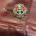 Load image into Gallery viewer, Chanel Burgundy 2022 Silk Lined Lambskin Leather Pants with CC Logo Jewel Button
