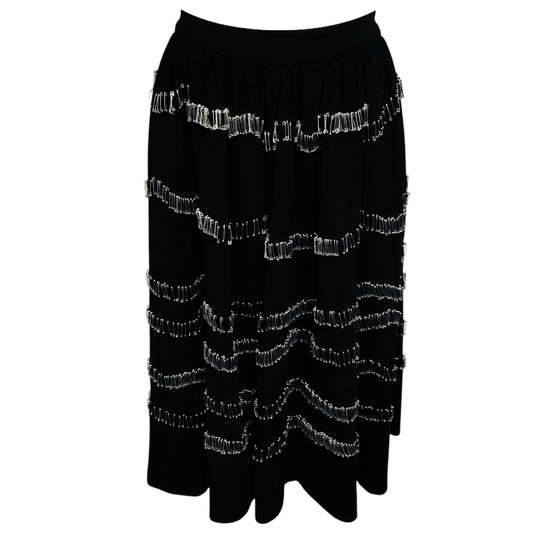 Moschino Runway Black Crepe Midi Skirt with Safety Pins