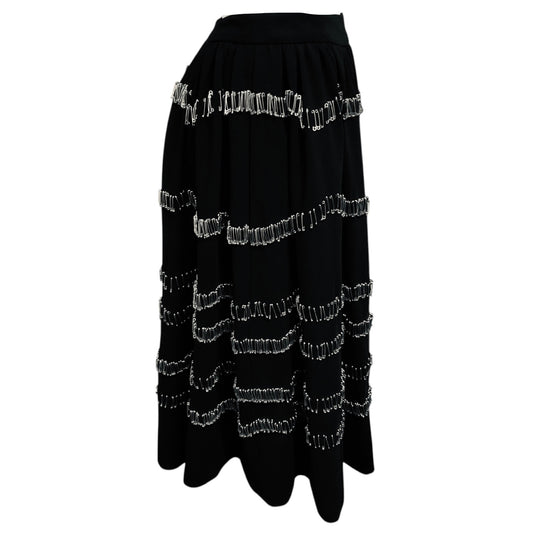 Moschino Runway Black Crepe Midi Skirt with Safety Pins