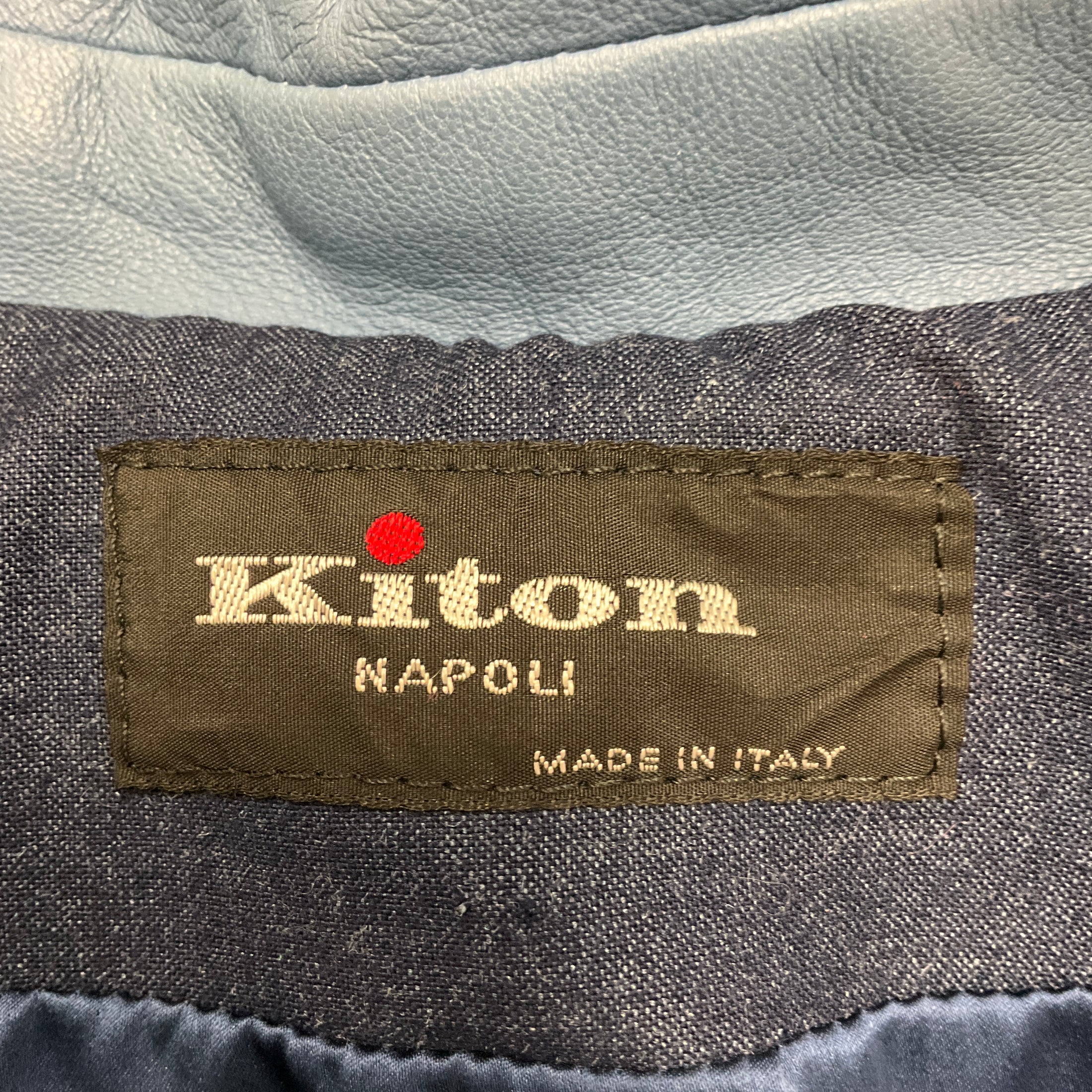 Kiton Powder Blue Lambskin Leather Jacket