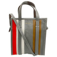 Load image into Gallery viewer, Balenciaga Grey / Orange / White Bazar Stripe 2Way Leather Shopper Tote Bag
