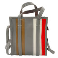 Load image into Gallery viewer, Balenciaga Grey / Orange / White Bazar Stripe 2Way Leather Shopper Tote Bag
