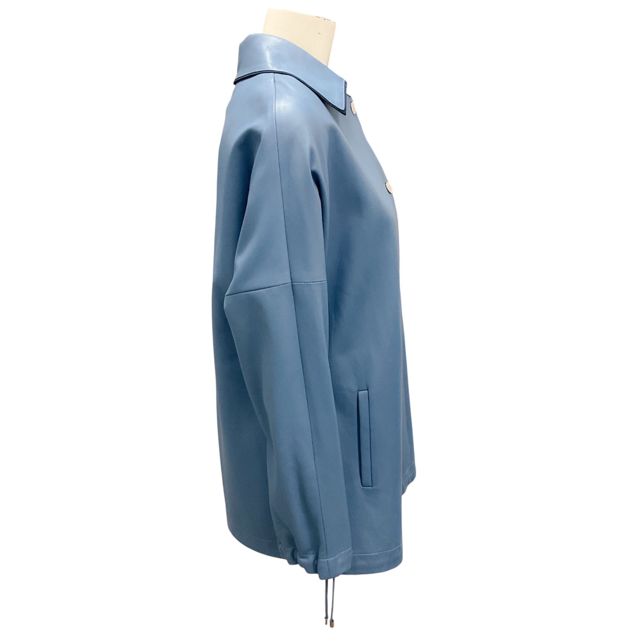 Kiton Powder Blue Lambskin Leather Jacket