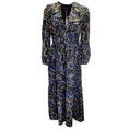 Load image into Gallery viewer, Saloni Navy Blue Multi Cosmo Dancers Print Silk Crepe de Chine Ginny Midi Dress
