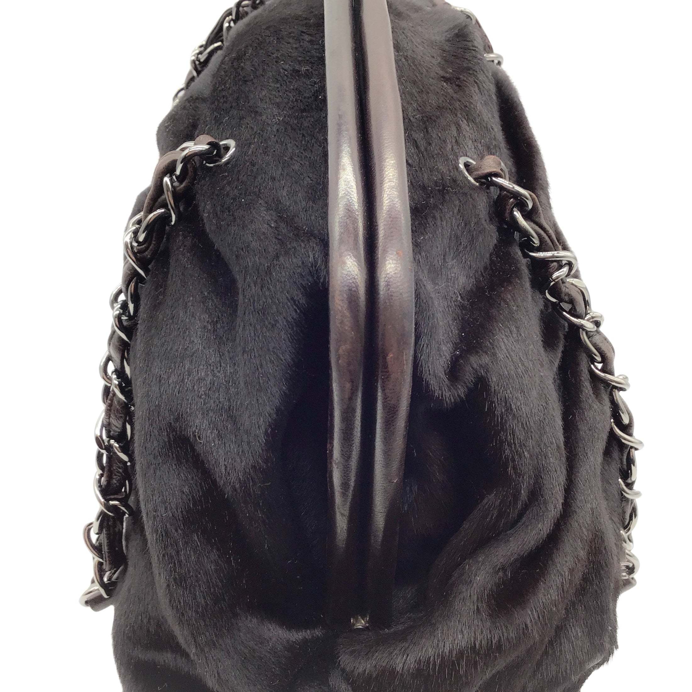 Chanel Brown Pony Hair Ruched Shoulder Bag