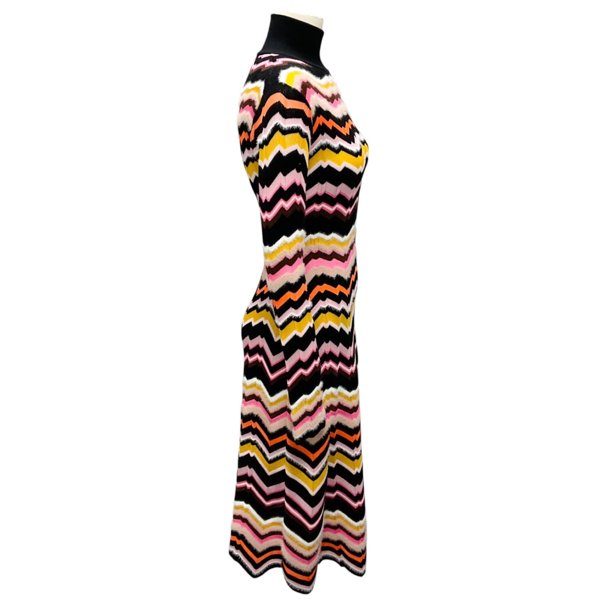 Missoni Black / Pink Multi 2024 Chevron Zig Zag Knit Dress