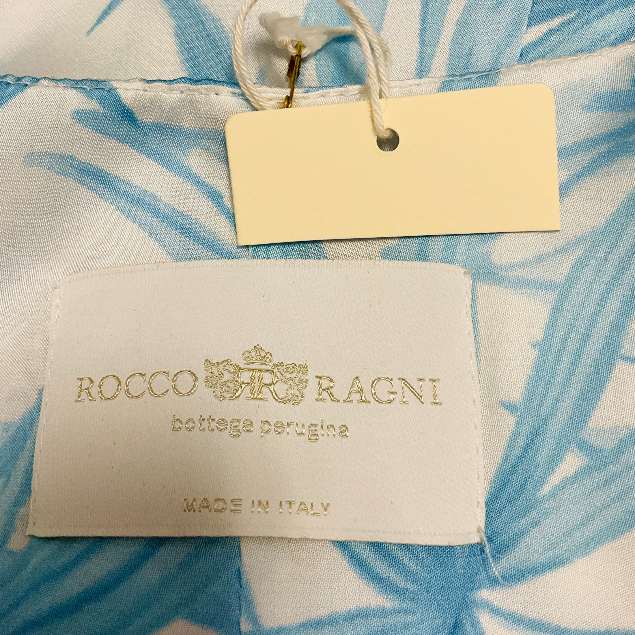 Rocco Ragni Light Blue / White Printed Short Sleeved Maxi Dress