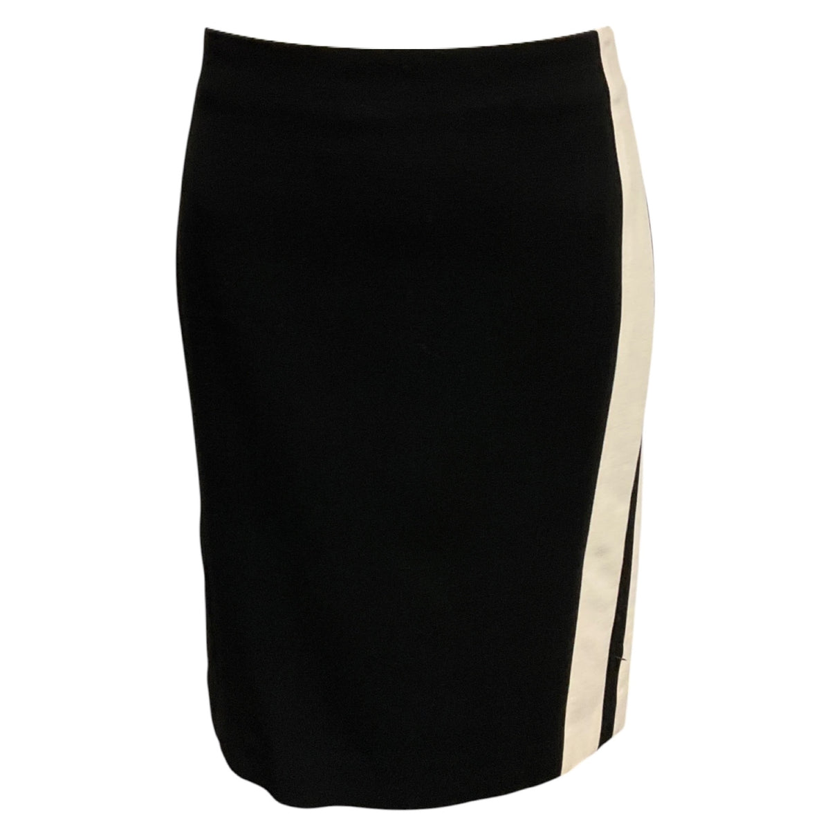 Fendi Black / Ivory Stripe Wool Pencil Skirt