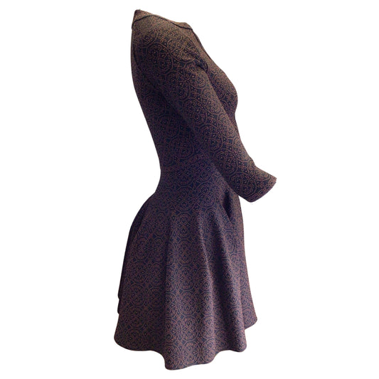 Alaia Black / Bronze Metallic Knit Cardigan and Dress Two-Piece Set