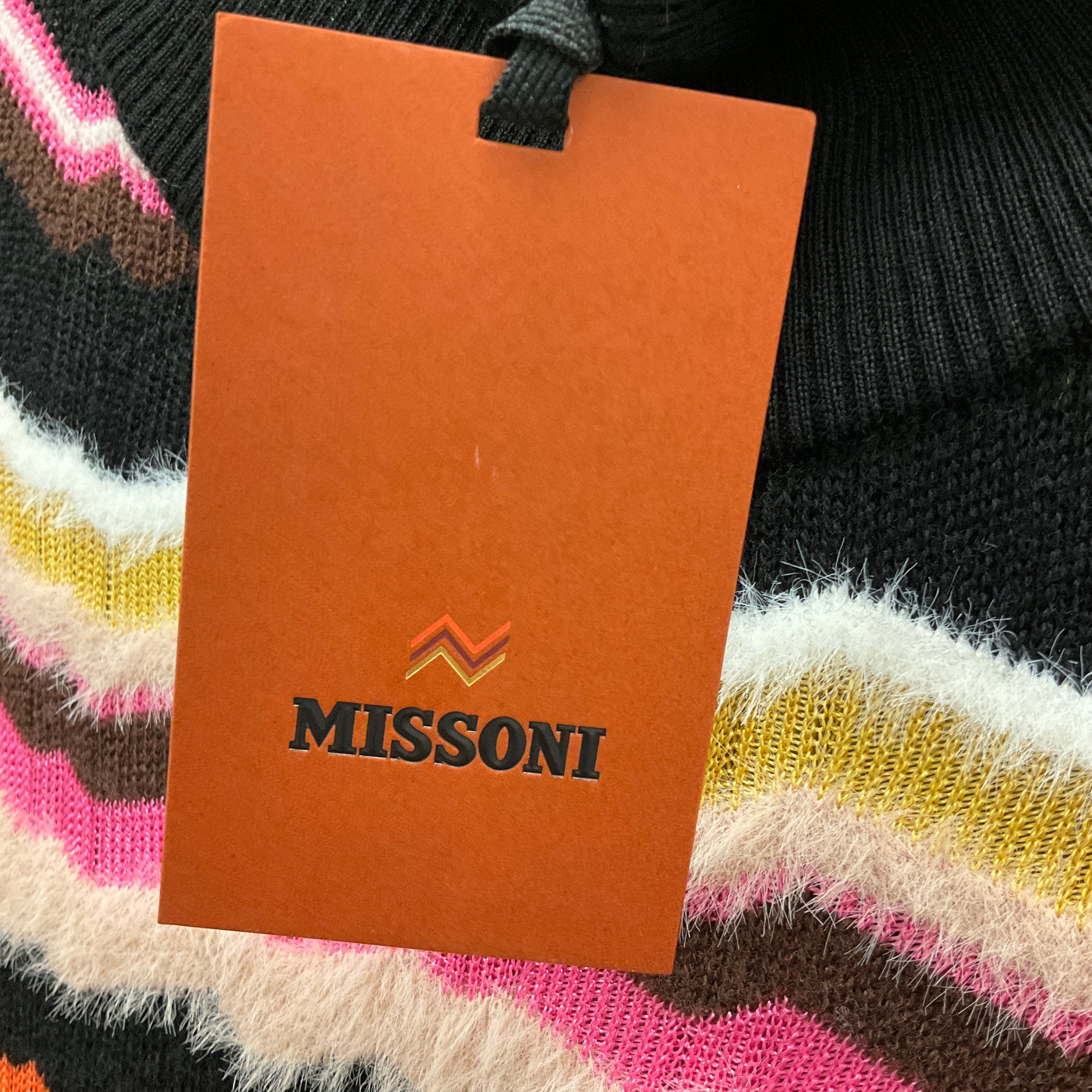 Missoni Black / Pink Multi 2024 Chevron Zig Zag Knit Dress