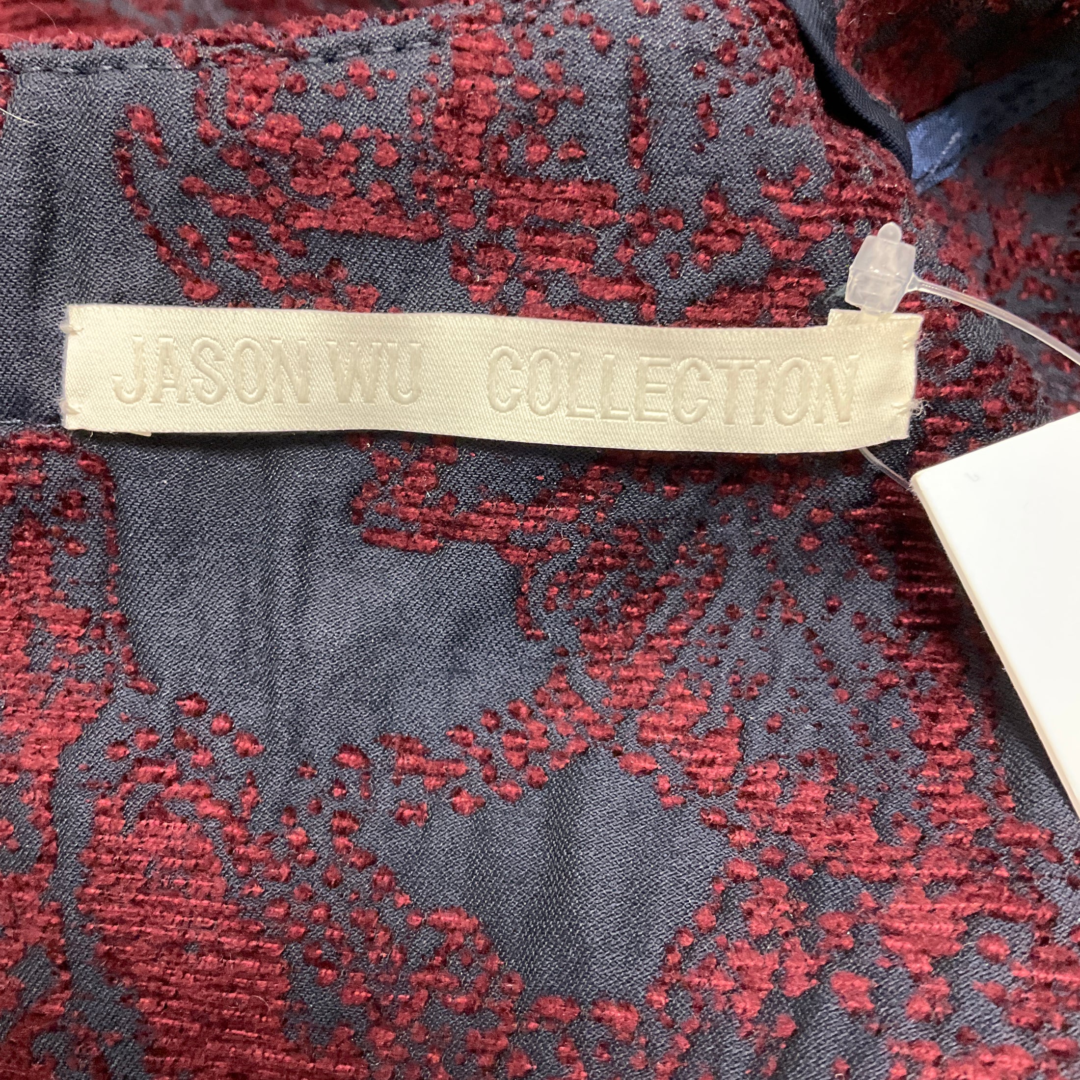 Jason Wu Collection Navy / Burgundy Short Sleeved Mini Dress