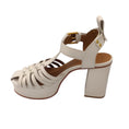 Load image into Gallery viewer, See By Chloe Ivory Chunky Caged Leather Platform Heels
