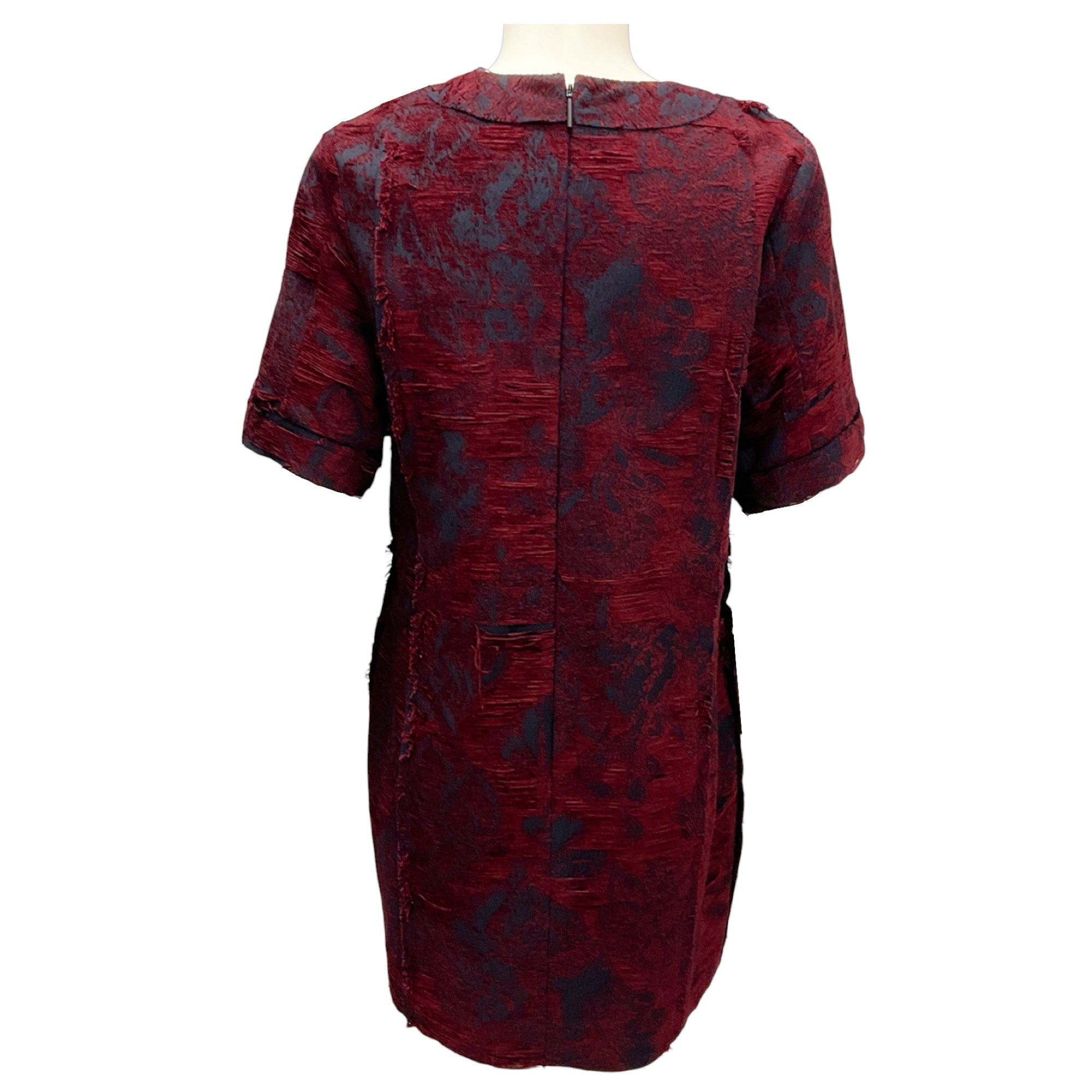 Jason Wu Collection Navy / Burgundy Short Sleeved Mini Dress