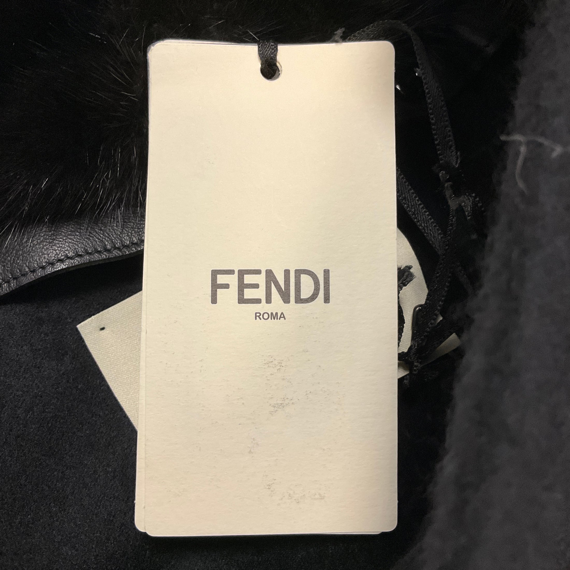 Fendi Black Double Breasted Wool Cape Coat with Mink Fur Collar