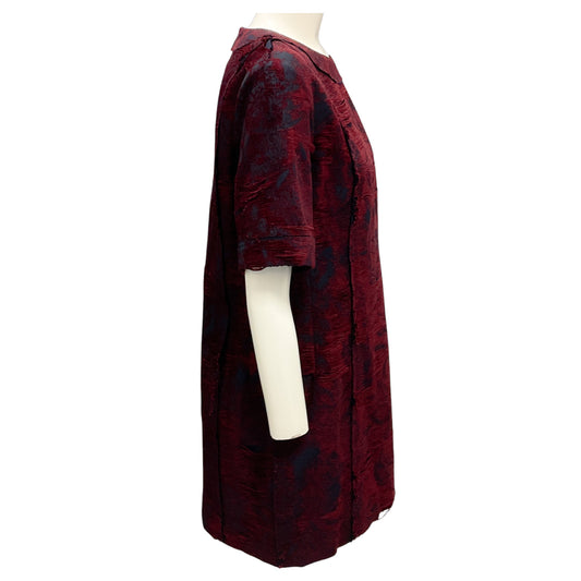 Jason Wu Collection Navy / Burgundy Short Sleeved Mini Dress