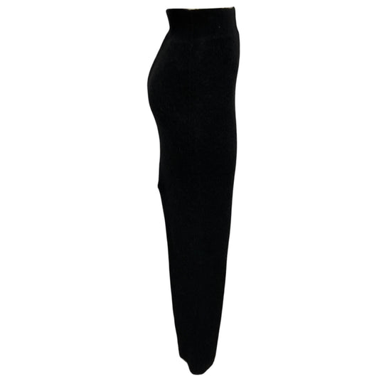 Rick Owens Black Porterville Collection High Waisted Alpaca and Wool Knit Pillar Maxi Skirt with Back Slit