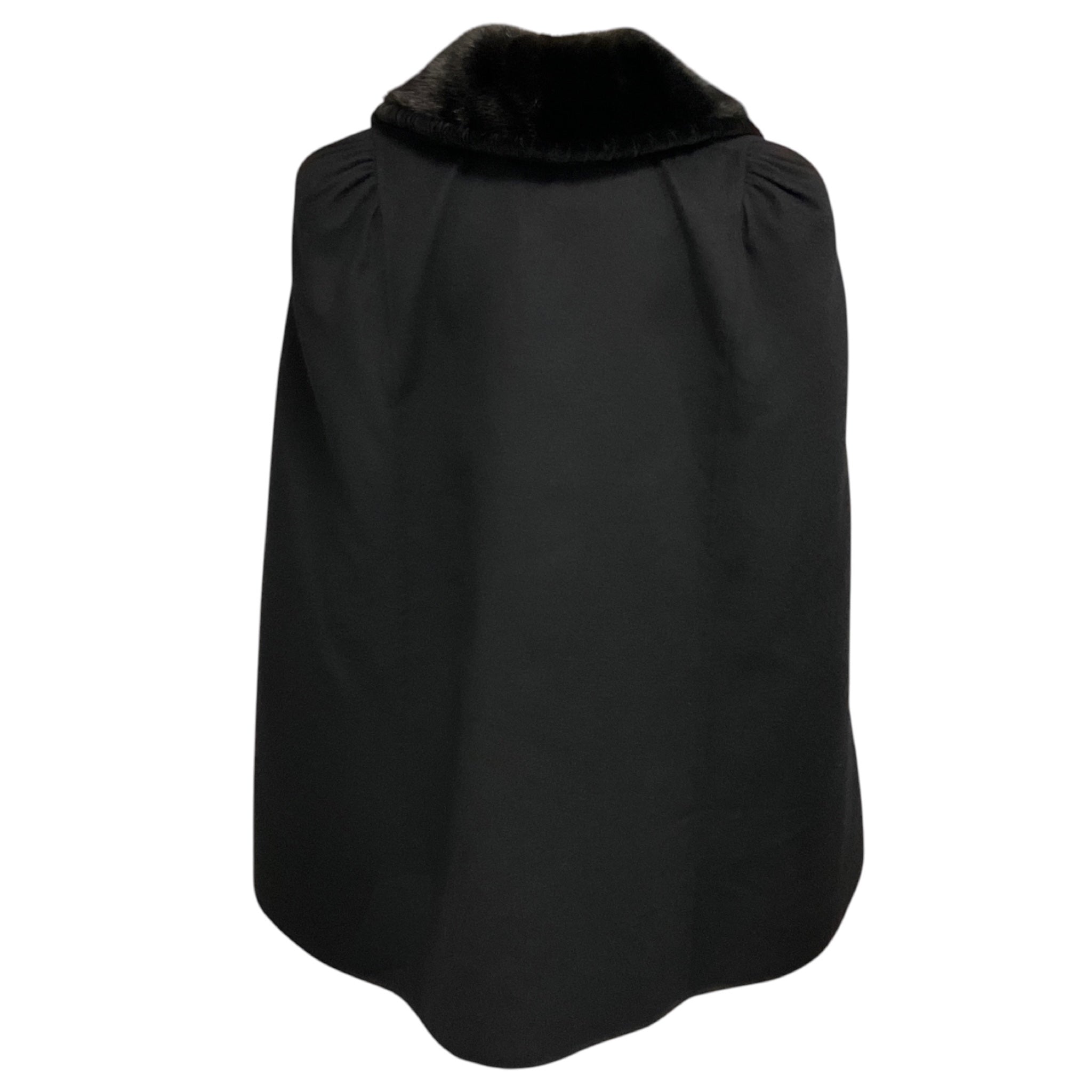 Fendi Black Double Breasted Wool Cape Coat with Mink Fur Collar