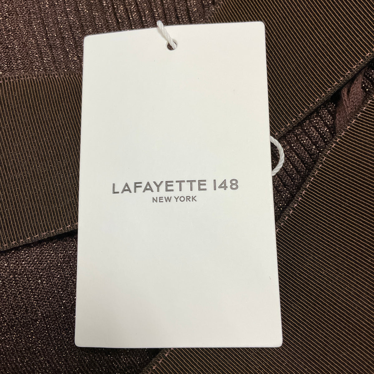 Lafayette 148 New York Brown Wool Metallic Finespun Voile Sunburst Ribbed Pull On Skirt