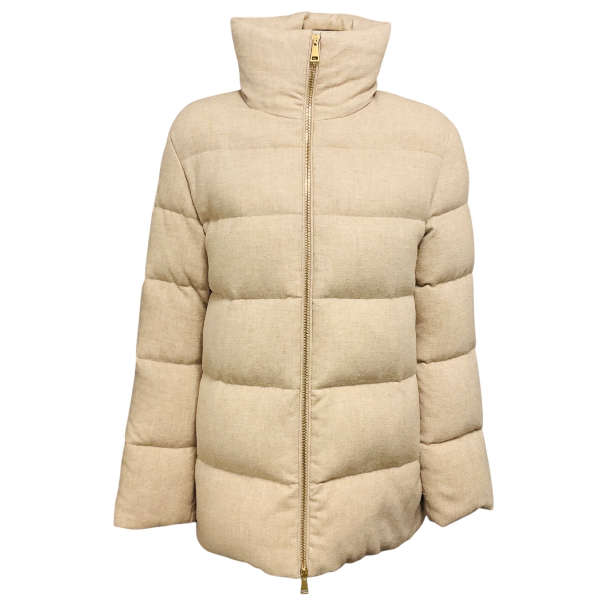Moncler Beige Bonaguil Padded Wool and Cashmere Down Coat
