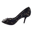 Load image into Gallery viewer, Dolce & Gabbana Black Crystal Embellished Lace Pumps
