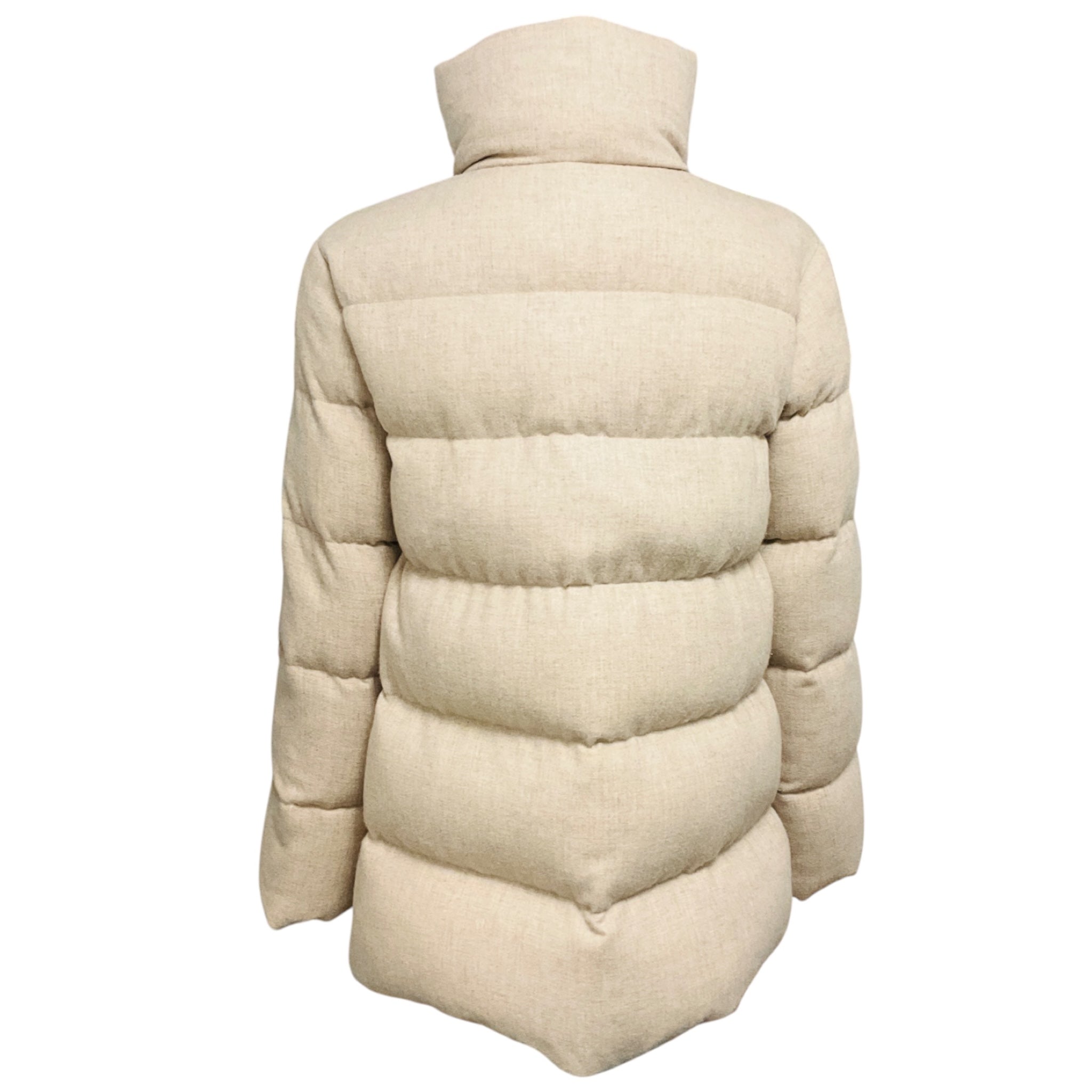Moncler Beige Bonaguil Padded Wool and Cashmere Down Coat