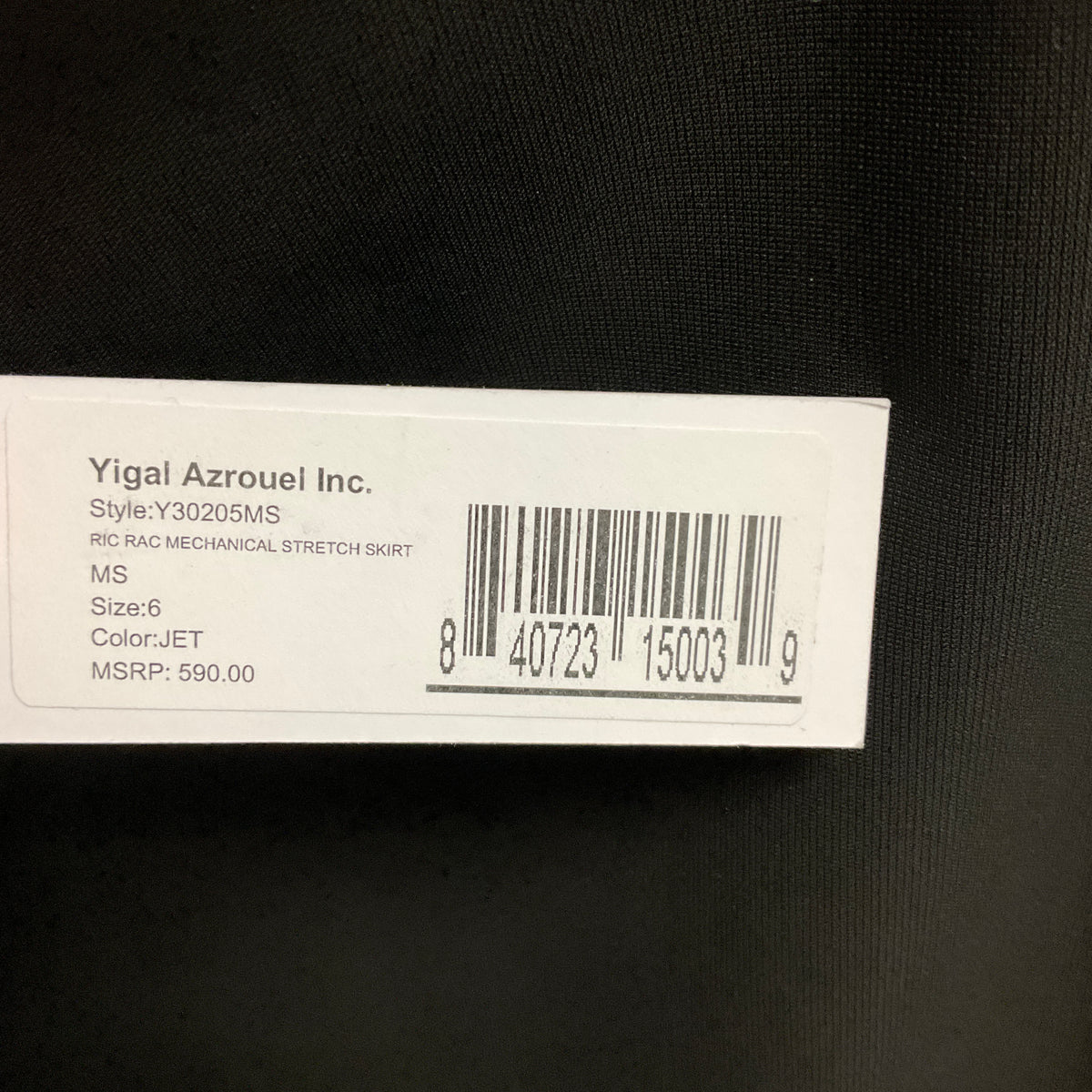 Yigal Azrouel Jet Black Ric Rac Mechanical Stretch Skirt