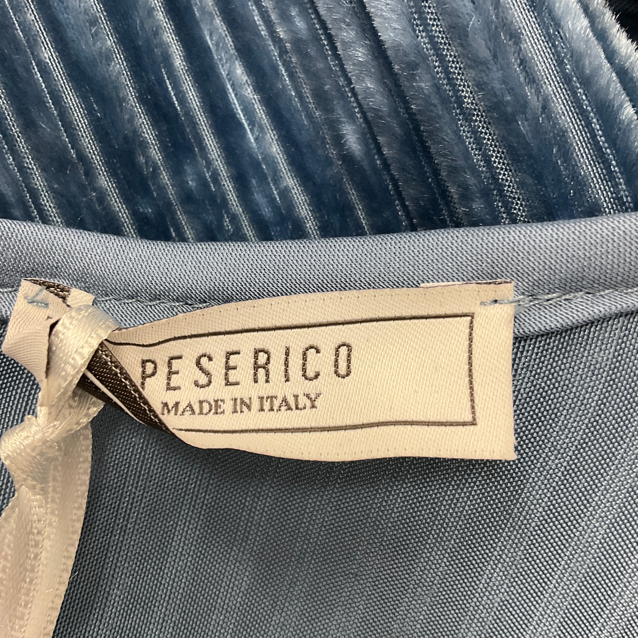 Peserico Blue Corduroy Velvet Midi Dress with Belt