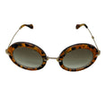 Load image into Gallery viewer, Miu Miu Brown / Gold Tortoiseshell Acetate and Metal Round Sunglasses
